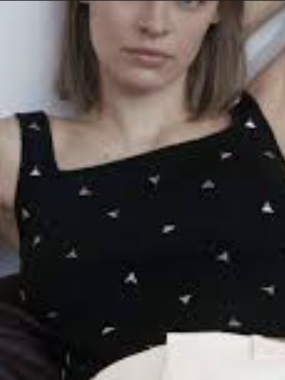 Zara Black Tank Top with White Triangle Print